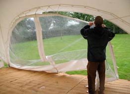 fitting window panels on Capri marquee