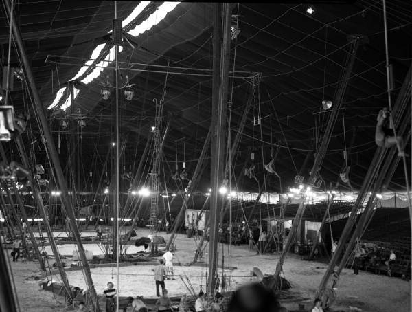 Scene inside Ringling Circus tent 1950